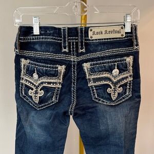 Rock Revival Women's Dark Blue Embellished heavy stitch Jeans 26